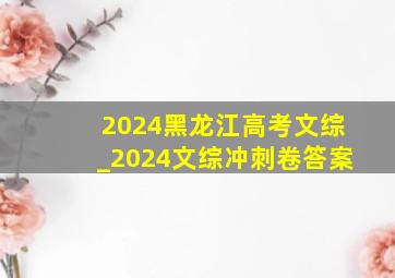 2024黑龙江高考文综_2024文综冲刺卷答案