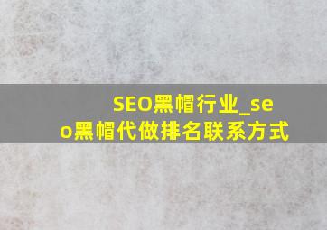 SEO黑帽行业_seo黑帽代做排名联系方式