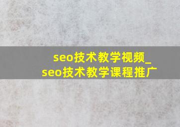 seo技术教学视频_seo技术教学课程推广