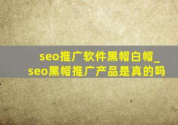 seo推广软件黑帽白帽_seo黑帽推广产品是真的吗