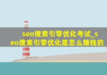 seo搜索引擎优化考试_seo搜索引擎优化是怎么赚钱的