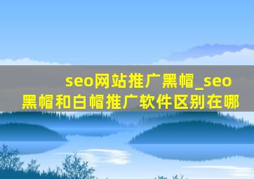seo网站推广黑帽_seo黑帽和白帽推广软件区别在哪