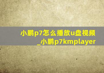 小鹏p7怎么播放u盘视频_小鹏p7kmplayer