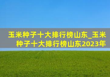玉米种子十大排行榜山东_玉米种子十大排行榜山东2023年