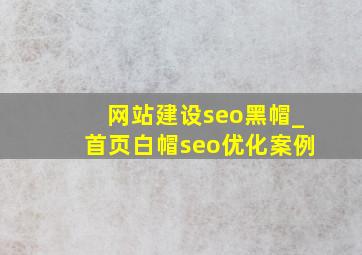 网站建设seo黑帽_首页白帽seo优化案例